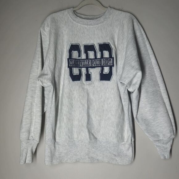 Vtg 90s Rugged Sweats CPD CLARKSVILLE POLICE DEPT Sweatshirt Mens Large Gray - Picture 1 of 8